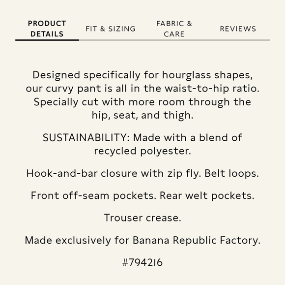 Banana Republic Ryan Curvy Fit Pants - size 14 - Picture 5 of 5